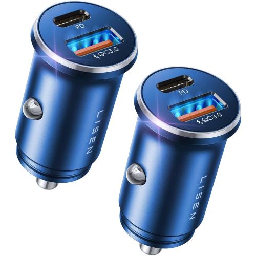 LISEN 54W Car Phone Charger USB C, Cigarette Lighter Adapter, Car Accessories for iPhone, USB C Car Charger Adapter USBC Type C 12v, Fit for iPhone 16, 15, 14, 13 Samsung Google iPad Android, Blue
