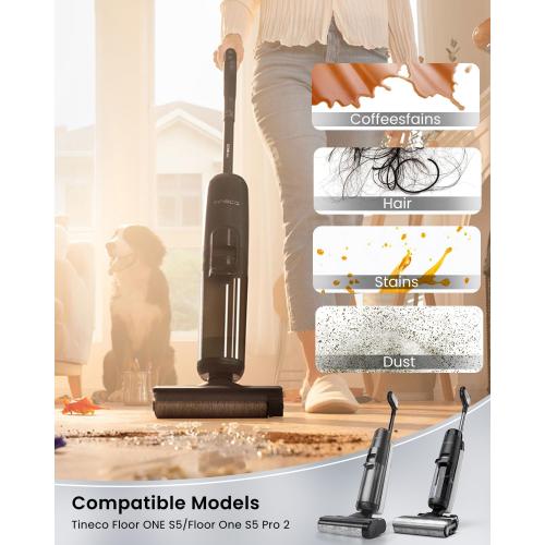 (6pcs) Replacement Brush Rollers & HEPA Filters For Tineco Floor ONE S5/Floor One S5 Pro 2 Wet Dry Vacuum Cleaner, Replacement Parts Accessories Kit Inclue 3 Vacuum Filter, 2 Brush Rollers