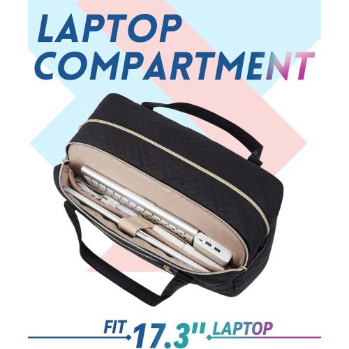 BAGSMART Duffle Bag 37L Large Carry On Weekender Overnight Bag with Wet Pocket , Laptop Compartment And Shoes Bag for for Women, Travel, Business Trips, Sports(Black)