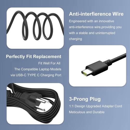 65W USB C PD Fast Charger Compatible with LG Gram 14 15 16 17 Laptops (65W Charger for LG Gram)