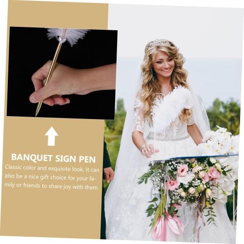Hemoton Wedding Signing Pen Set Pen with Love Holder Guest Book Signature for Bridal Shower Engagement Party Wedding Reception Table Decor 13.77 X 5.51 X 1.18 in