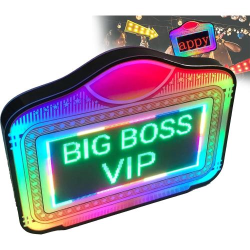 LED Letter Bottle Presenter, VIP Bottle Service Sign Color Display Lights with APP Programmable Scroll Play, Hand Holding Light Box Sign for Party, Bar & Night Club (Programmable)