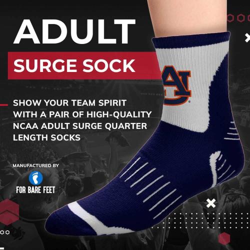 For Bare Feet Adult NCAA Surge Quarter Length Crew Socks - All Weather Performance - Men & Women - Enhance Your Team Footwear