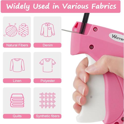 Stitch Gun for Clothes Stitchy Tagging Gun for Clothing Stitchy Quick Clothing Fixer -Includes 1,000 Black Fasteners & 1,000 White Fasteners & 6 Needles(hotpink White)