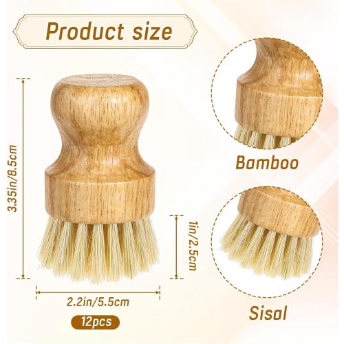Bamboo Dish Scrub Brushes Kitchen Dishwashing Cleaning Brush Wooden Scrubbers Set Sisal Bristles Cleaner Scrubber for Washing Cast Iron Pan Pot Sink Spatula