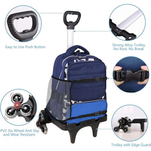 Backpack Trolley, Wheeled Cart Aluminum Alloy, Folding Trolley Cart for Schoolbag, 6 Wheels Luggage Cart with Edge Guard