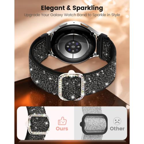 Sparkly Stretchy Nylon Bands for Samsung Galaxy Watch 7 6 5 4 Fe Band Women