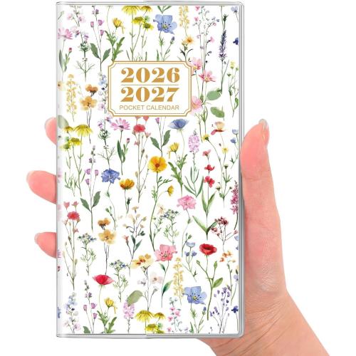 SKYDUE Pocket Calendar 2026-2027, Pocket Monthly Planner Jan 2026 - Dec 2027 for Purse, 6.7 X 3.7 24-Month Small Planner, Academic Year Calendar, Compact Design with Plastic Sleeve