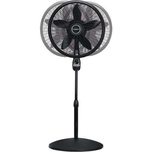 Lasko Oscillating Cyclone Pedestal Fan, Adjustable Height, Timer, Remote Control, 3 Speeds, for Bedroom, Living Room, Home Office, 18, Black, 1843