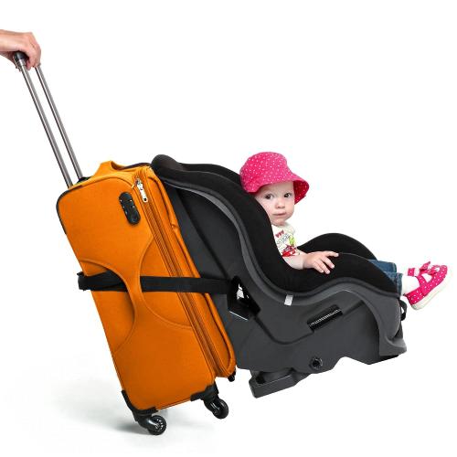 VolkGo Car Seat Travel Belt | Car Seat Travel Strap to Convert Your Car Seat and Carry-on Luggage into an Airport Car Seat Stroller & Carrier - Heavy Duty - Includes Bonus E-Book Gift (Black)