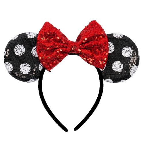 Mouse Ears Headbands Fashion Shiny Bows Mice Ears Birthday Parties Themed Events (Black, Onesize)