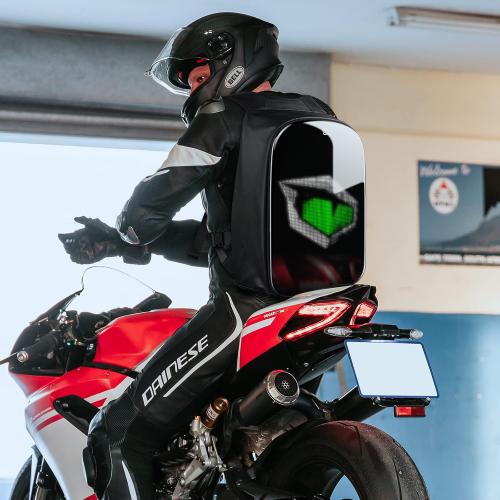 Gelrova Battery not included, LED Motorcycle Helmet Backpack Rampage Serise, 17 Inch DIY Pixel Fashion LED Display Laptop Programming Backpack