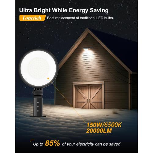 LED Barn Light, 150W 20000LM Yard Area Lights Dusk to Dawn Outdoor Lighting with Photocell 6500K Adjustable Angle Daylight IP66 Waterproof Street Lights for Security/Farmhouse/Garage