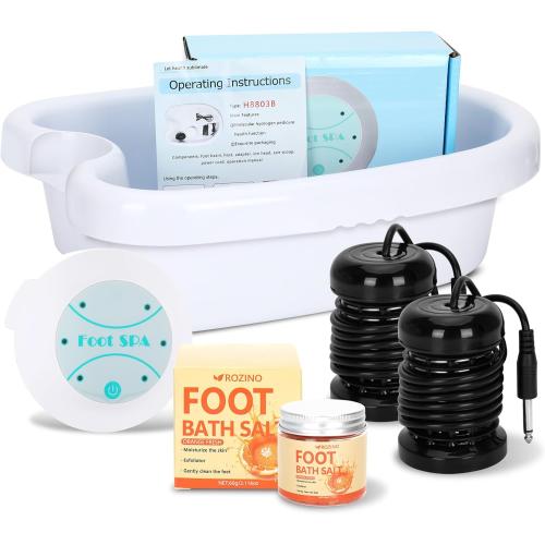 Ionic Foot Bath Detox Machine, Ionic Foot Spa Detox 30 Min at Home with 2 Ion Arrays, Aroma Salt Gift - Easy 1-Button Operation