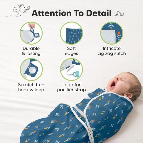 3-Pack Organic Baby Swaddle Sleep Sacks - Swaddles for Newborns, Infant 0-3 Months, Baby Girls, Boys, Soft & Snug Newborn Sleep Sack, Nursery Swaddling Blankets (Cosmo)