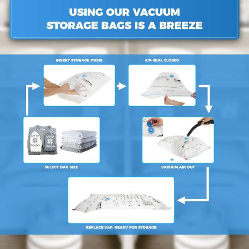 8-Pack Vacuum Storage Bags for Packing - Strong Vacuum Space Bags for Clothes - Premium Space Saver Quality - Size 28 x 20