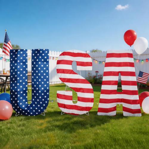USA 250th Anniversary Light Up Letters, 108 LED Patriotic Yard Decorations, 2.36 FT Outdoor Lighted USA Sign for America 250 Celebration, 4th of July Front Yard Lawn Garden Porch Decor