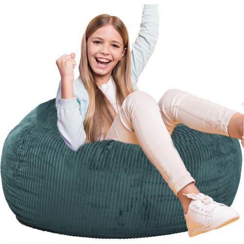 Classic Bean Bag Chair, with Faux Fur Cover for Teens and Kids, Memory Foam Bean Bag Chairs, Ultra Soft Faux Fur Fabric, Round Fluffy Bean Bag Sofa