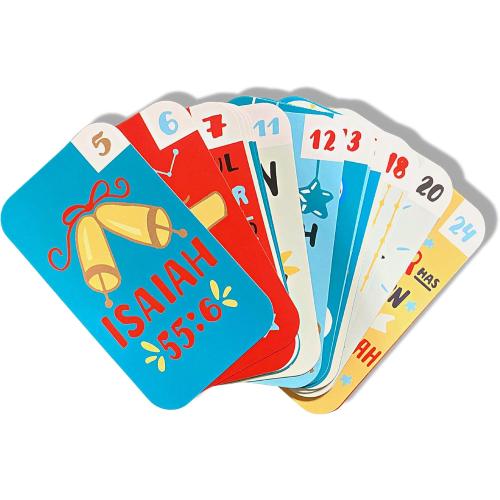 Needzo Religious Advent Calendar 2025 Activity Card Set, 25 Daily Bible Verses and Activities, Countdown to Christmas Sunday School Lessons for Children (Pack of 1)