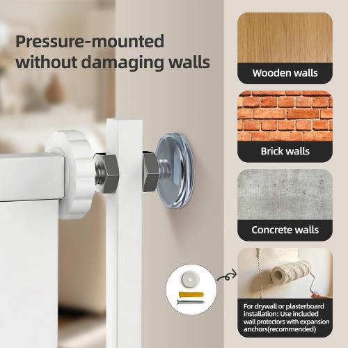 56 Extra Tall Pet Gate for Cats, 29.5-33.5 Wide Pressure Mount Clear Acrylic Tall Dog Gate Safety Barrier, No Drilling Gate Indoor for Doorways Hallway, White