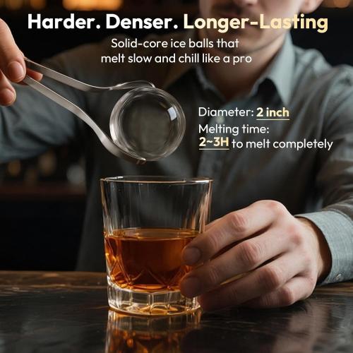 2'' Clear Ice Ball Maker – 4 Ice Spheres in 35min, 144 pcs/Day, Auto&Manual Fill, Fast Ice Machine with LCD Touch Panel, Self-Cleaning, Quiet Home & Bar Ice for Whiskey Bourbon Parties