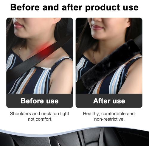 Ziciner 2 Packs Car Seatbelt Covers Shoulder Pad, Universal Soft Faux Sheepskin Shoulder Cover for Comfortable Driving, Fluffy Seat Belt Protector Help to Protect Your Neck and Shoulder (Black)