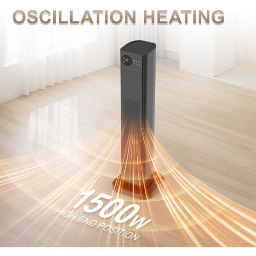 Tower Heater for Large Room 1500W Space Heater with Thermostat Remote 70° Oscillation Child Safety Lock 12H Timer