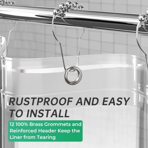 AmazerBath 48x72 Shower Curtain Stall, Small Shower Curtain for Shower Stall, Clear Bathroom Curtain Plastic, Thick PEVA Bathroom Accessories with 2 Clear Weighted Stones and 8 Grommet Holes