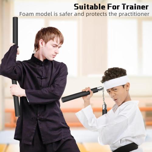 2 Pack Safe Foam Nunchucks for Adult and Kids Training Nunchucks with Steel Chain for Beginners Practice and Training