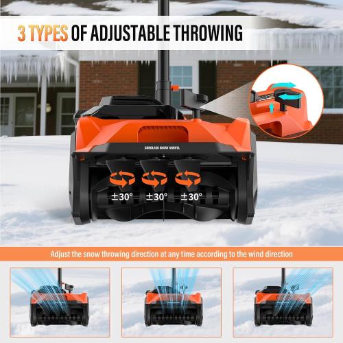 Snow Shovel Cordless, 40V | 16 Inch Electric Snow Blower with 2 X 4.0Ah Batteries & Fast Charger, Powerful Electric Snow Blower with Directional Plate & Adjustable Front Handle