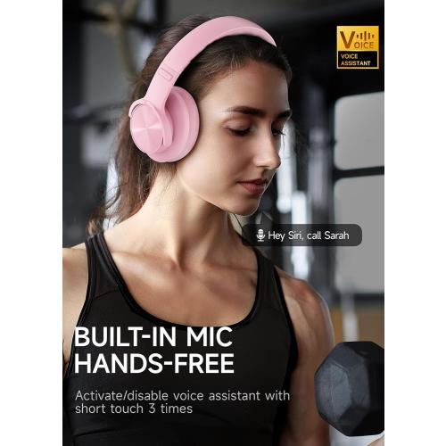 Picun B8 Headphones Wireless Bluetooth, 120H Bluetooth Headphone Over Ear with 3EQ Music Modes, Hands-Free Calls, Deep Bass Headphones for Travel Home Office Cellphone PC (Pink)