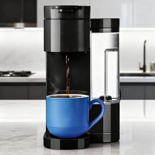 Black Single-Serve Pod Coffee Maker | K-Cup Compatible 6-14oz Brewer for Home Use