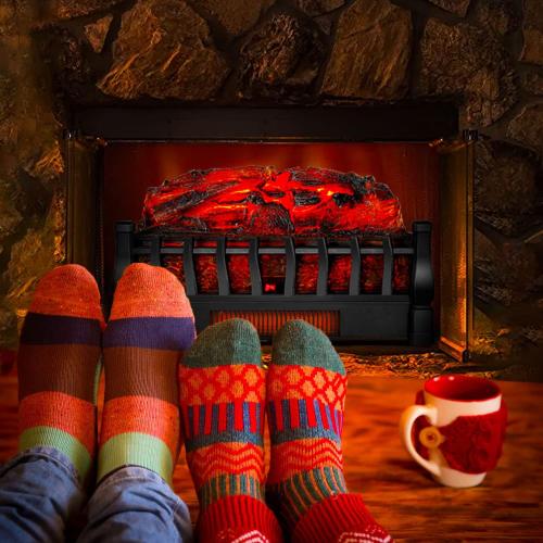 Electric Fireplace Logs Inserts Heater with Infrared Remote Controller 5 Flame Brightness 24 H Timer Overheating Protection for Home and Office Decor Black