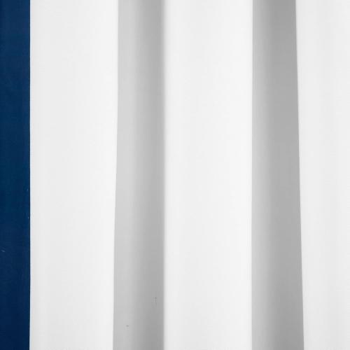 Lush Decor Block Border Grommet Blackout Window Curtain Panel Single 40 W x 84 L White & Navy - Blackout Curtains for Bedroom - White Curtains