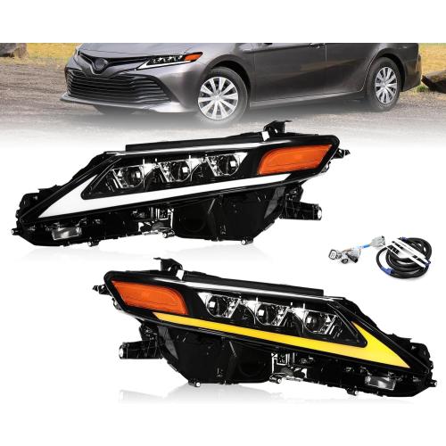 Headlights for 2018-2021 Toyota Camry, Driver & Passenger Side Headlamp, with LED DRL Lights, LED Turn Signal Lights