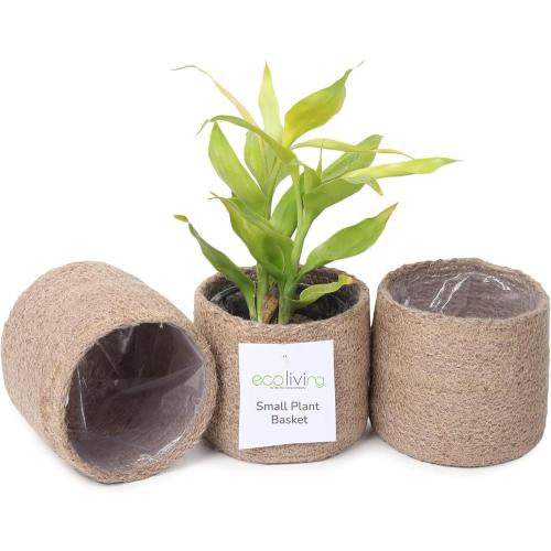 Jute Planter Basket-Woven Jute Rope Covers for Decorating Indoor/Outdoor Succulents, Small Plant Pots-Set of 3-Multi-Purpose Storage Bins 4.5 Inches -Modern Style Decor -Natural Jute