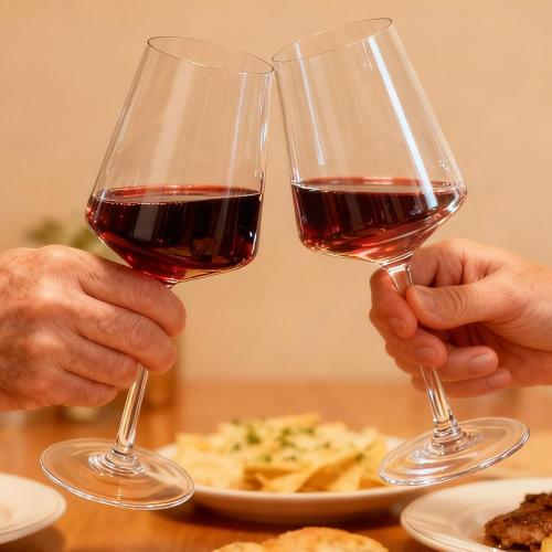 Crystal Wine Glasses Set of 6-13.5oz Clear Lead-Free Hand Blown Long Stem Square Red Wine Glasses with Gift Box for Christmas Wedding Birthday Party