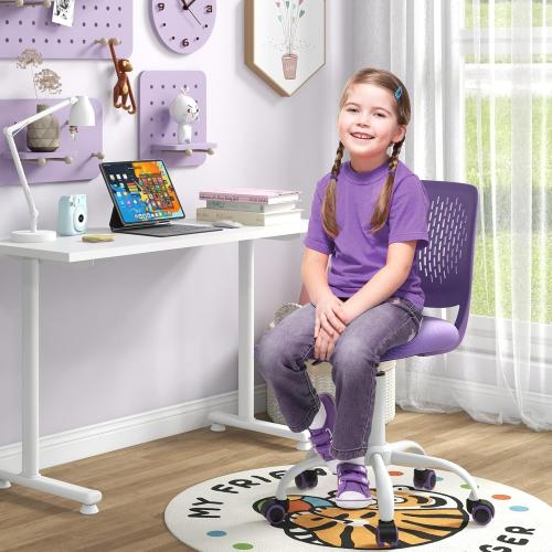 Kids Desk Chair, Adjustable Children Study Chair, Swivel Armless Mesh Task Office Chair, Computer Desk Chair with Adjustable Height & Lumbar Support (Purple)