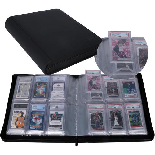 Graded Card Binder - Holds 72 PSA Slabs, 6 Pocket Slab Binder for PSA, CGC, CSG, FCG, FGS Slabs, Black, PSAbinder672W