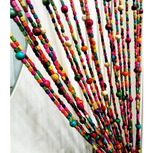 ave split Rainbow Colorful Hippie Wood Door Beaded Curtain Boho-Bohemian Wooden Doorway Beads Curtains Made of Wood&Bamboo-for Window,Aisle, Corridor, Door Decor 047yz (Colorful, 27 Strands)