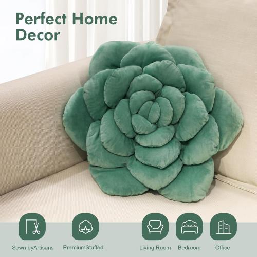 Hand-Stitched Plush Decorative Throw Pillow. Plant-Shaped Pillows and Flower Pillows, Plush Cushions for Bedroom and Home Decoration, 19.7in/50CM