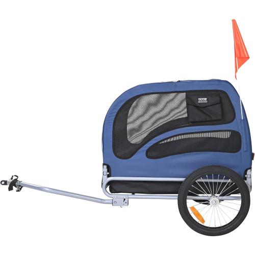 VEVOR Dog Bike Trailer, Supports up to 100 lbs, Pet Cart Bicycle Carrier, Easy Folding Frame with Quick Release Wheels, Universal Bicycle Coupler, Reflectors, Flag, Collapsible to Store