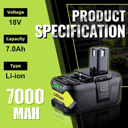 VINIDA 2Pack 18V 7.0Ah Replacement for Ryobi 18V Battery Lithium P104 P105 P102 P103 P107 P109 P108 Compatible with Ryobi Battery Power Tools and Charger