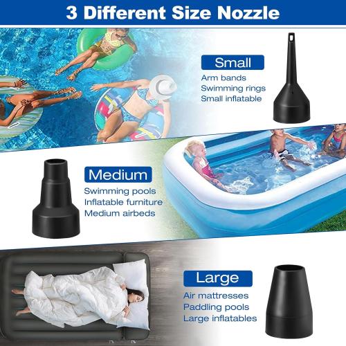 Electric Air Pump for Pool Inflatables: 2 in 1 Inflator Deflator