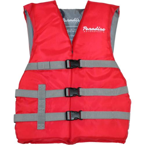 Color Red Paradise Water Sports - Universal Adult Type III PFD, USCG Approved Life Vest for Boating, Swimming and Watersports - (One Size)