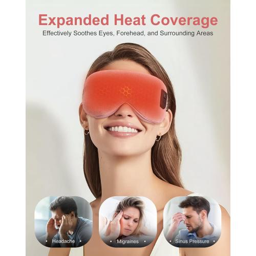 Heated Eye Mask for Dry Eyes: Warm Compress for Digital Tired Eyes, Stye Relief - Cordless, Adjustable Heat & Timer Settings - Airplane/Road Travel, Sleep aid, Office nap Pink