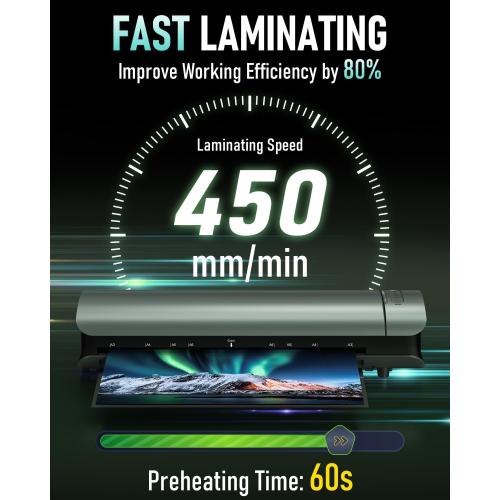 Qfun Laminator Machine 11x17 Cold Thermal Laminator，13 inch Laminating Machine 60s Warm-up with 30 Laminate Sheets，9 in 1 Desktop A3 Lamination Machine with Paper Trimmer for Teacher Home Office