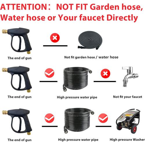 Sooprinse High Pressure Washer Gun 3000 PSI Max, Power Washer Short Gun with 1/4 Inch Quick Connector, M22-14