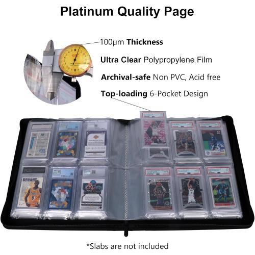 Graded Card Binder - Holds 72 PSA Slabs, 6 Pocket Slab Binder for PSA, CGC, CSG, FCG, FGS Slabs, Black, PSAbinder672W
