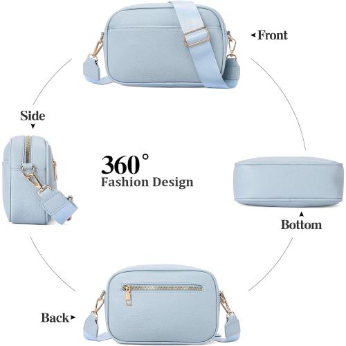 Small Crossbody Bag for Women Trendy Triple Zip Purses Vegan Leather Shoulder Handbag with Adjustable Wide Strap